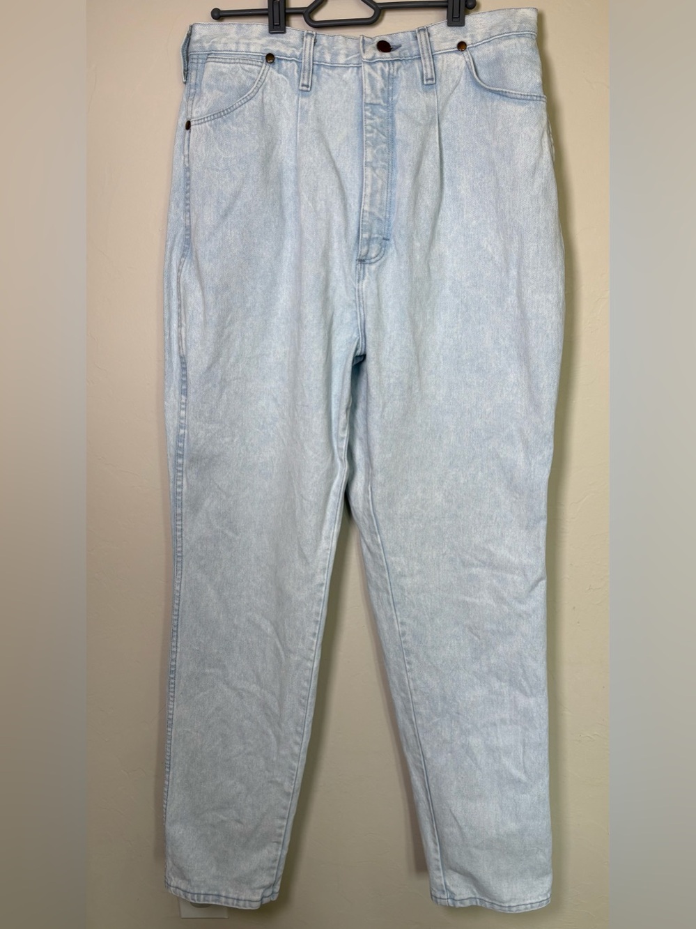 Vintage Wrangler Riata Pleated Jeans High Rise Whitewash Acid Wash - READ